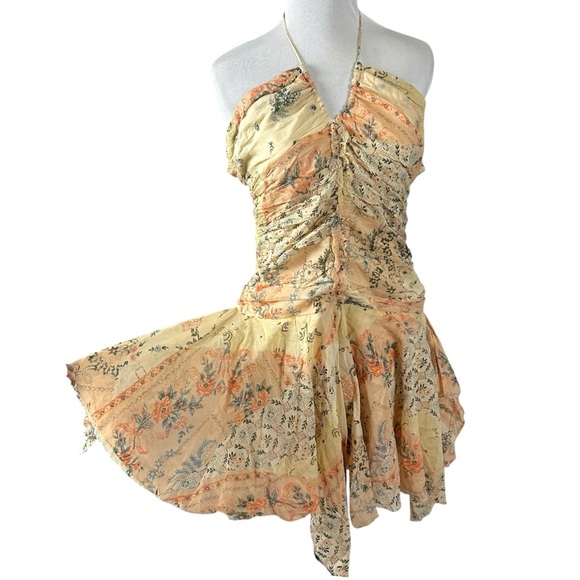 Urban Outfitters Spring Fairy Festival Hanky Hem Halter Mini Dress Large NEW - Picture 7 of 12